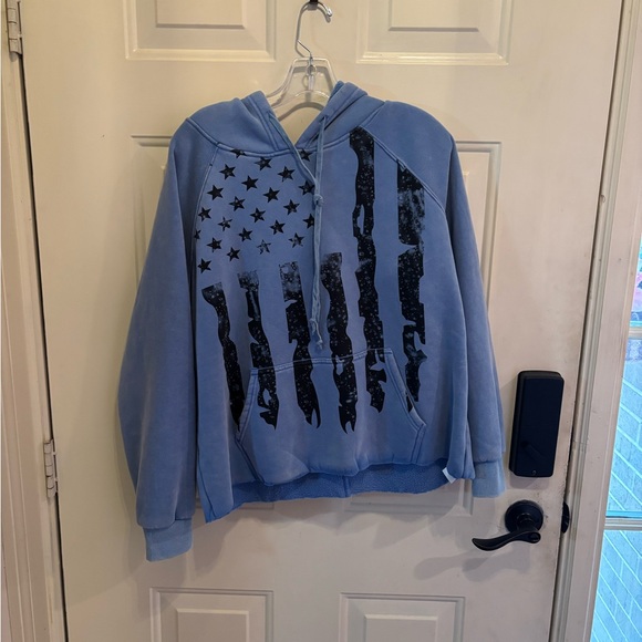 Anthropologie Easel Blue Star and Stripe Hoodie - Picture 2 of 4
